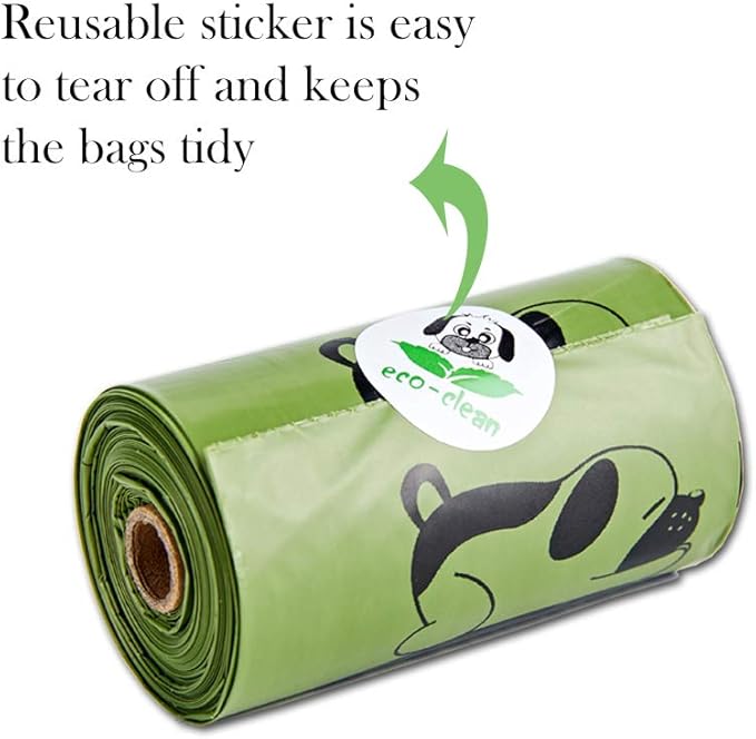 ECO-CLEAN Poop Bags Biodegradable, 16 Rolls/240 Bags, Dog Waste Bags, Unscented, Leak-Proof, Easy Tear- Off