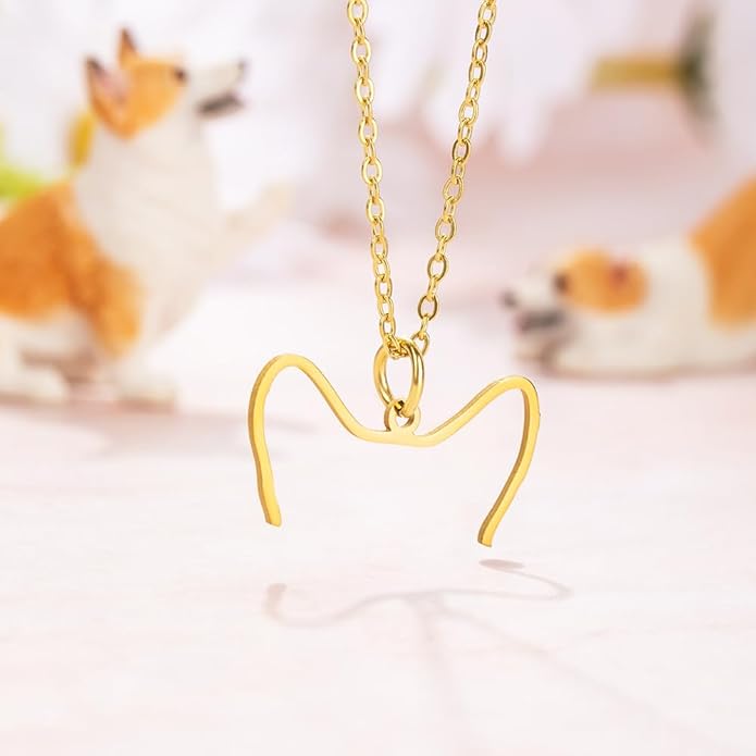 AILIN Stainless Steel Dog Necklace For Women Custom Dog Ear Pendant Necklace For Her Personalized Cat Silhouette Necklace For Mom Pet Jewelry Memorial Gifts