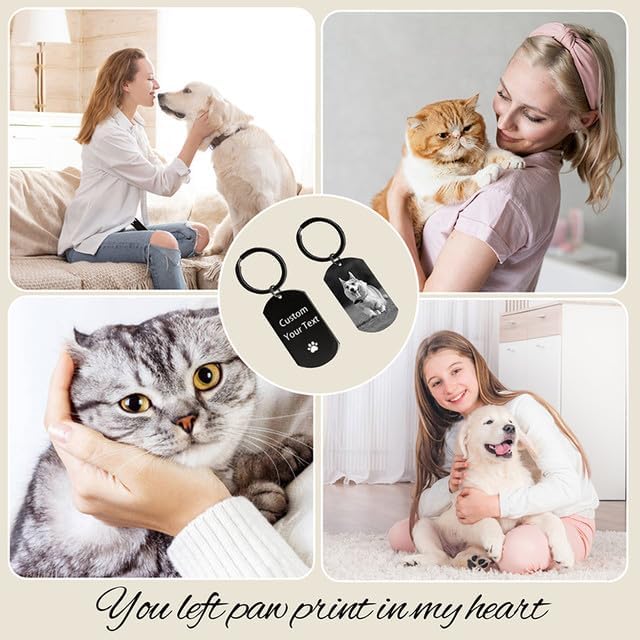 Dog Memorial Gifts Personalized Pet Memorial Keyring Photo for Loss of Dogs & Cats, Custom Pet Bereavement Gift, Double Sided Engraved Keychain Keepsake