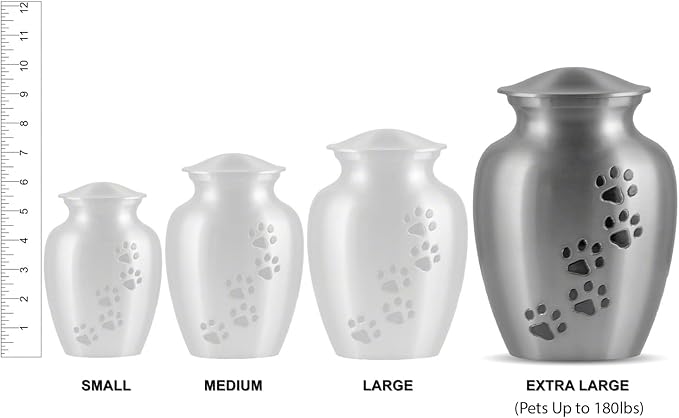Ottillie Paws Elite Series Personalized Pet Urn for Dogs and Cats - Pet Memorial Urns with Custom Engraving (Brass, Vertical, Pewter, X-Large)
