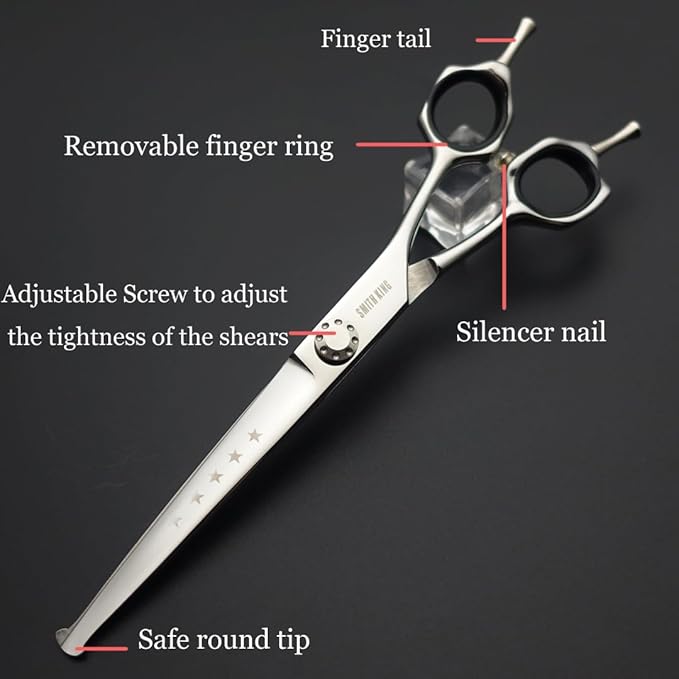 7 inches Safe Dog Grooming Scissors Set with Round Tip,Straight & Thinning & Curved Shears Set with comb for Dog & Cat Grooming (Green 3 in 1 with comb)