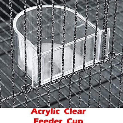 64" Extra Large Tight 1/2-Inch Bar Spacing Wrought Iron Flight Canary Parakeet Cockatiel Lovebird Finch Home Cage Side Nesting Box Doors with Removable Rolling Stand