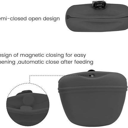 AUDWUD Silicone Dog Treat Pouch,with Dog Training Clicker,Clip on Portable Training Container,Convenient Magnetic Buckle Closing and Upgraded Waist Clip for Enhanced Stability