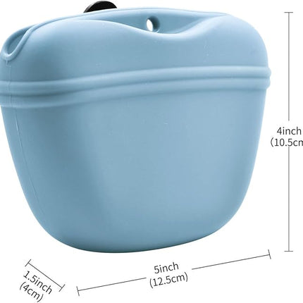 AUDWUD Silicone Dog Treat Pouch,With Dog Training Clicker,Clip on Portable Training Container,Convenient Magnetic Buckle Closing and Upgraded Waist Clip for Enhanced Stability