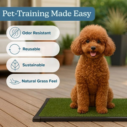 Artificial Grass Puppy Pee Pad for Dogs and Small Pets - 16x20 Inch, Reusable 3-Layer Potty Training Pad with Tray - Dog House and Pet Supplies by PETMAKER