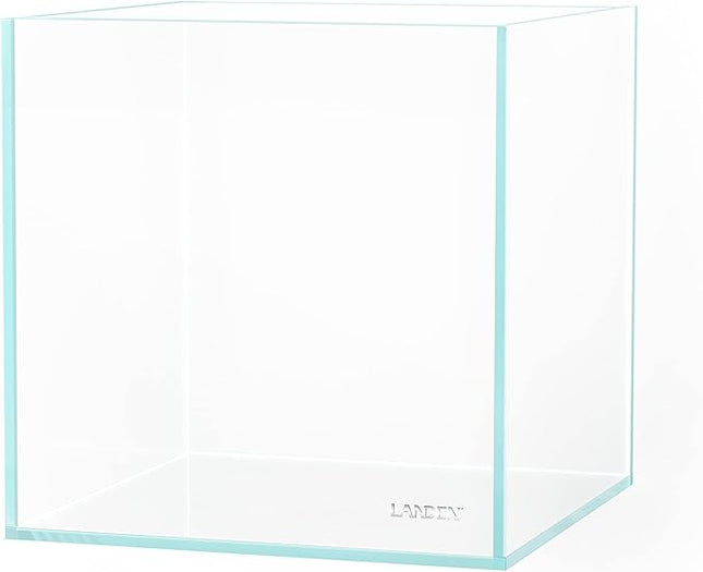 LANDEN 20C 2 Gallon Cube Rimless Low Iron Clear Aquarium Tank, All Glass Aquarium,Small Betta Fish Tank,W7.8×D7.8×H7.8 in(20x20x20cm) 5mm Thickness with Nano Foam Leveling Mat