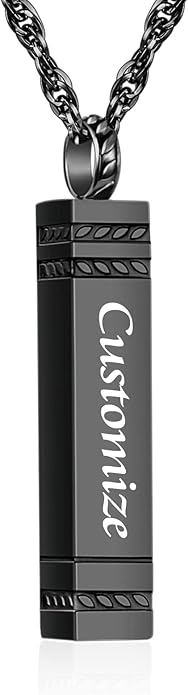 abooxiu Urn Necklace for Ashes Memorial Cremation Jewelry for Ashes Stainless Steel Ashes Jewelry Cube Ashes Necklace Bar Urn Pendant for Women Men