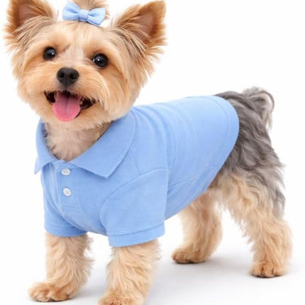 lovelonglong Basic Dog Polo Shirts Premium Cotton, Polo T-Shirts for Large Medium Small Dogs with a Two-Button Collar Blank Color Sky-Blue M