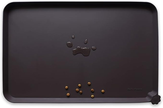 Hoki Found Silicone Pet Food Mats Tray - High-Lips Pet Dog Cat Bowl Mats - Pet Feeding Mat - Waterproof Dog Cat Food Mats -Pet Water Mats for Floors - Dark Oak