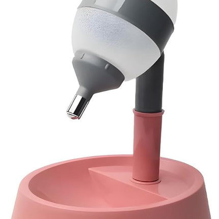 NACOCO Pet Standing Water Dispenser Cat Dog Standing Bowl with Detachable Pole Automatically Feeding Water Height Adjustable(Grey-Pink)