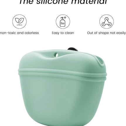 AUDWUD Silicone Dog Treat Pouch,with Dog Training Clicker,Clip on Portable Training Container,Convenient Magnetic Buckle Closing and Upgraded Waist Clip for Enhanced Stability