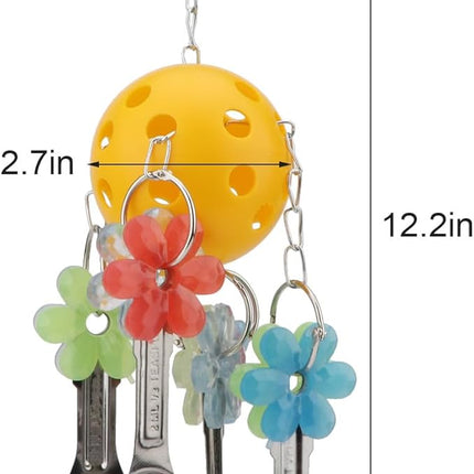 Hypeety Pet Parrot Toy Plastic Colorful Birds Ball with 1 Bell for Budgie African Grey Cockatoo Cockatiel Sun Conures 1 Ball with 5 Spoons