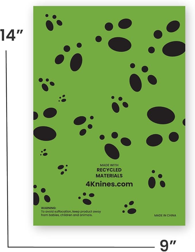 4Knines Dog Poop Bags - 270 Count (18 Rolls) Unscented, Leak-Proof & Extra-Thick Pet Waste Bags – Made with GRS-Certified 100% Recycled Materials – Fits Standard Dispensers, 9x14 Inch - Green