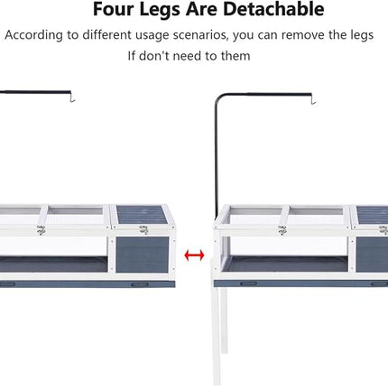 BIRASIL Wood Tortoise House, Indoor Turtle Habitat Reptile Cage, Tortoises Enclosure for Small Animals Lizards Hamster
