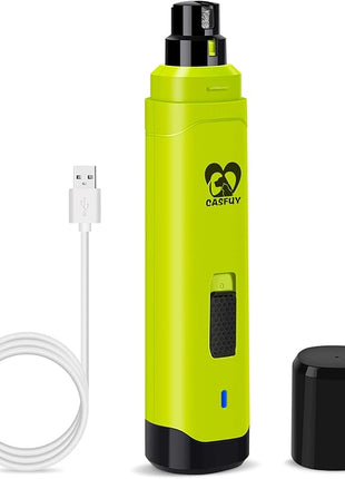 Casfuy Dog Nail Grinder Upgraded - Professional 2-Speed Electric Rechargeable Pet Nail Trimmer Painless Paws Grooming & Smoothing for Small Medium Large Dogs & Cats (Green)