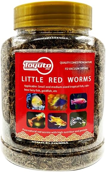 Premium Freeze-Dried Krill & Shrimp Mix - Ideal for Arowana, Koi, Tropical Cichlids, and Turtles - High-Protein Floating Aquarium Food (Dried Bloodworms-500ml)