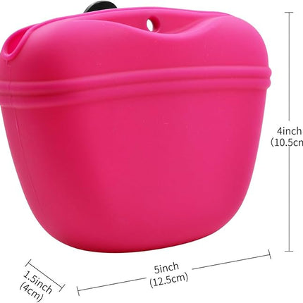 AUDWUD Silicone Dog Treat Pouch,With Dog Training Clicker,Clip on Portable Training Container,Convenient Magnetic Buckle Closing and Upgraded Waist Clip for Enhanced Stability