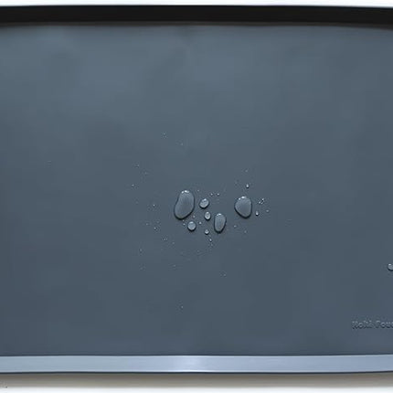 Hoki Found Large Silicone Pet Feeding Tray - Waterproof Dog Pet Cat Feeding Mat - Non Slip Pet Dog Cat Food Bowl Mats Placemat -Pet Water Mats for Carpet -Gray