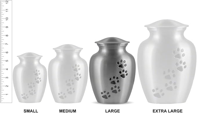 Ottillie Paws Elite Series Personalized Pet Urn for Dogs and Cats - Pet Memorial Urns with Custom Engraving (Pewter, Horizontal, Brass, Large)