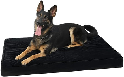 KSIIA Orthopedic Dog Bed Crate Waterproof Pet Mats for Large Dogs Deluxe Plush Washable Pet Bed with Egg Crate Foam & Removable Cover, 41 x 27 Inch, Black