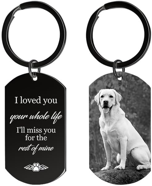 Personalized Dog Keychain Memorial Gifts for loss of dog - Custom Pet Photo Keychain in Memory of Dogs & Cats, Sympathy Gift For Pet Passed Away