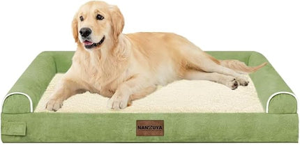 Large Dog Bed Orthopedic Washable: Beds Bolster XL Bed Medium Large Dogs Egg Crate Foam Couch Sofa Waterproof with Removable Cover - Grass Green