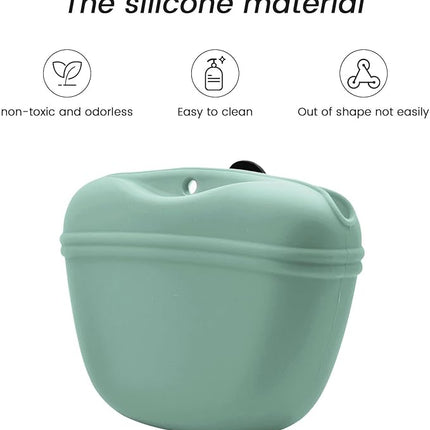 AUDWUD Silicone Dog Treat Pouch,with Dog Training Clicker,Clip on Portable Training Container,Convenient Magnetic Buckle Closing and Upgraded Waist Clip for Enhanced Stability