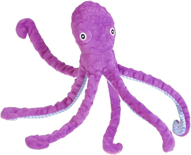 EXPAWLORER Octopus Dog Toy - Best Dog Squeaky Toys Puppy Birthday Gift Soft Stuffed Chew Toy, Crinkle Paper and Built-in Squeaker Durable Interactive Plush Toy for Small Medium Large Dogs, Purple