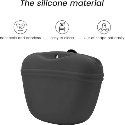 AUDWUD Silicone Dog Treat Pouch,With Dog Training Clicker,Clip on Portable Training Container,Convenient Magnetic Buckle Closing and Upgraded Waist Clip for Enhanced Stability