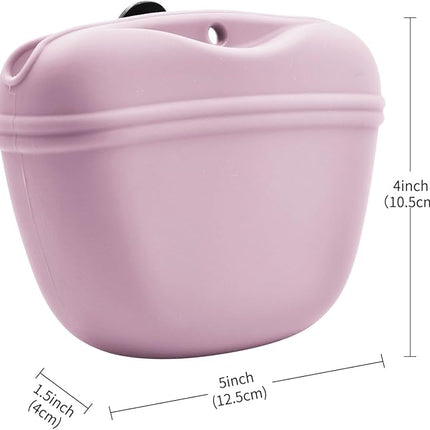 AUDWUD Silicone Dog Treat Pouch,With Dog Training Clicker,Clip on Portable Training Container,Convenient Magnetic Buckle Closing and Upgraded Waist Clip for Enhanced Stability