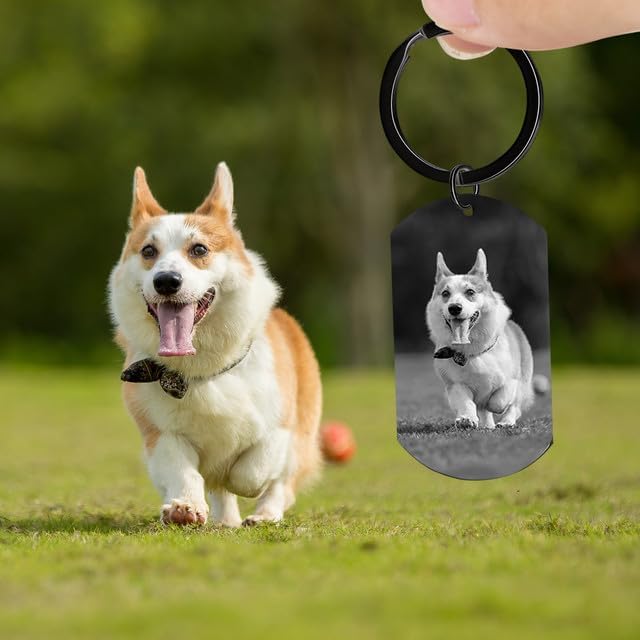Personalized Dog Keychain Memorial Gifts for loss of dog - Custom Pet Photo Keychain in Memory of Dogs & Cats, Sympathy Gift For Pet Passed Away