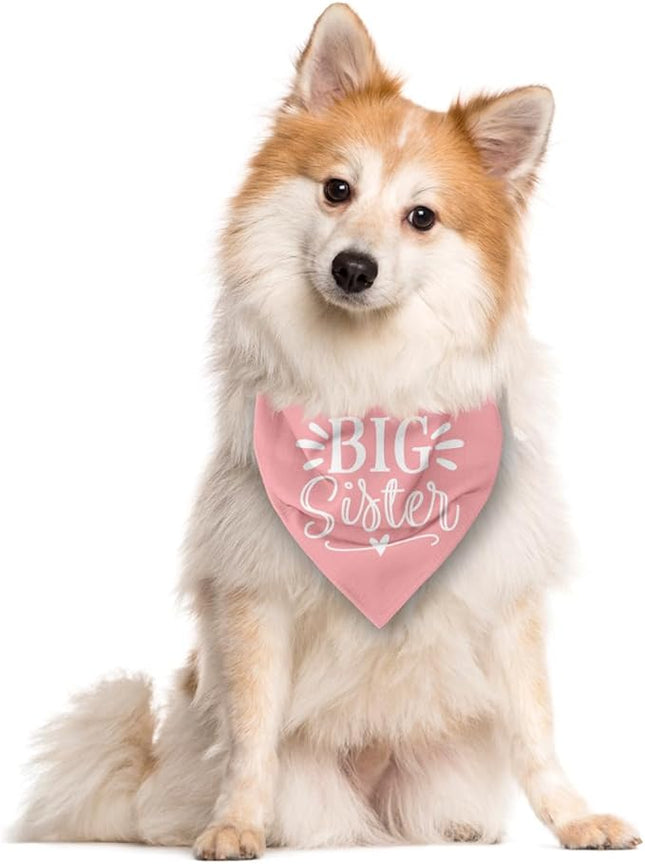 Big Sister Dog Bandana, Dog Bandana, Pink Pet Dog Scarf Accessories, Pet Dog Triangle Scarf, Dog Bandana for Large Dogs, Baby Announcement Dog Bandana, Dog Bandana Pet Scarf (L)