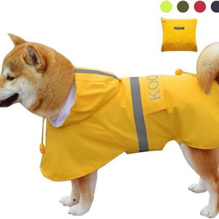 Hooded Rain Coat for Dogs for Small Sized Dogs, Dog Raincoat Apparel Poncho Waterproof Dog Clothes Pet Jacket Dog Raincoats Jacket (2XL,Yellow)