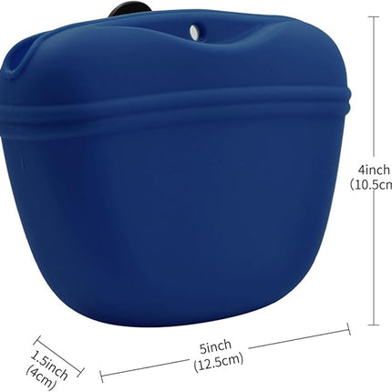 AUDWUD Silicone Dog Treat Pouch,with Dog Training Clicker,Clip on Portable Training Container,Convenient Magnetic Buckle Closing and Upgraded Waist Clip for Enhanced Stability