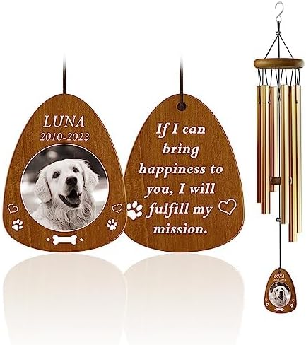 Personalized Pet Memorial Wind Chimes - Dog Memorial Gifts for Loss of Dog Pet Loss Sympathy Gift Wind Chimes for Outdoor Remembrance Gift by Bemaystar (Golden