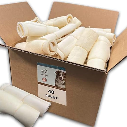 Amazing Dog Treats - Beef Cheek Rolls (6" Regular - 40 Pcs Bulk) - Safe Rawhide Alternative Dog Chew - Great for Power Chewers - Long Lasting Dog Chew - Retriever Rolls for Dogs…