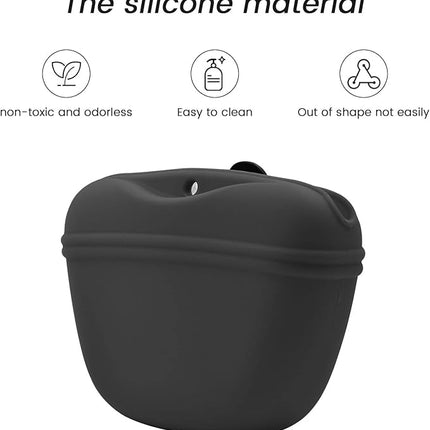 AUDWUD Silicone Dog Treat Pouch,Clip on Portable Training Container,Convenient Magnetic Buckle Closing and Waist Clip,No BPA