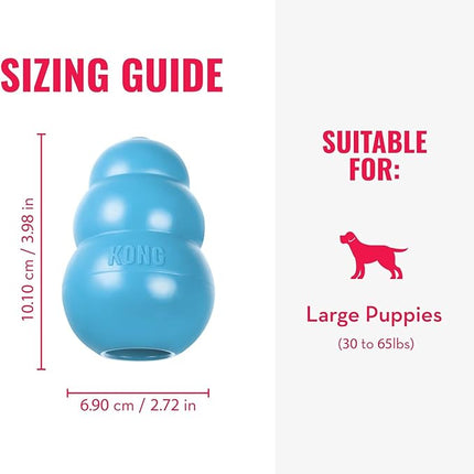 KONG Puppy - Natural Teething Rubber Chew Toy for Dogs - Stuffable Dog Toy for Extended Playtime - Chew & Fetch Toy for Puppies - For Large Puppies - Blue