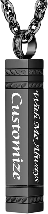 abooxiu Urn Necklace for Ashes Memorial Cremation Jewelry for Ashes Stainless Steel Ashes Jewelry Cube Ashes Necklace Bar Urn Pendant for Women Men