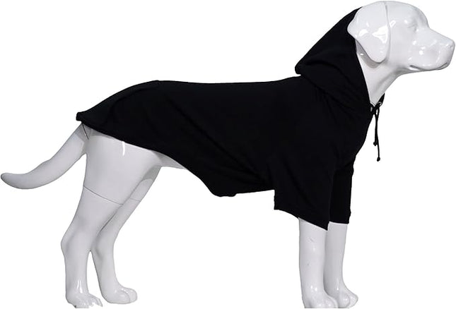 Lovelonglong Blank Basic Hoodie Sweatshirt for Dogs 100% Cotton Fits Small Medium Dachshund Large Dog Black D-S