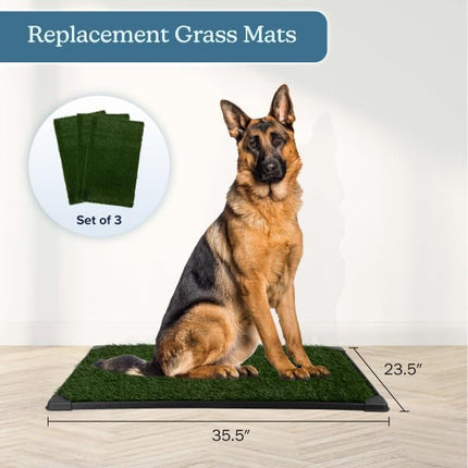 Artificial Grass Puppy Pee Pad for Dogs and Small Pets - Set of Three 35.5X23.5 Inch, Reusable 4-Layer Turf Pads for Dogs - Indoor and Outdoor Fake Grass Potty Pet Supplies by PETMAKER