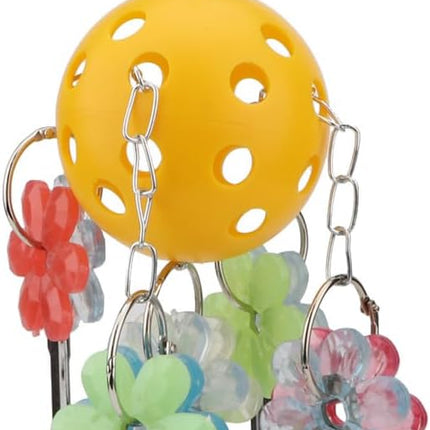 Hypeety Pet Parrot Toy Plastic Colorful Birds Ball with 1 Bell for Budgie African Grey Cockatoo Cockatiel Sun Conures 1 Ball with 5 Spoons
