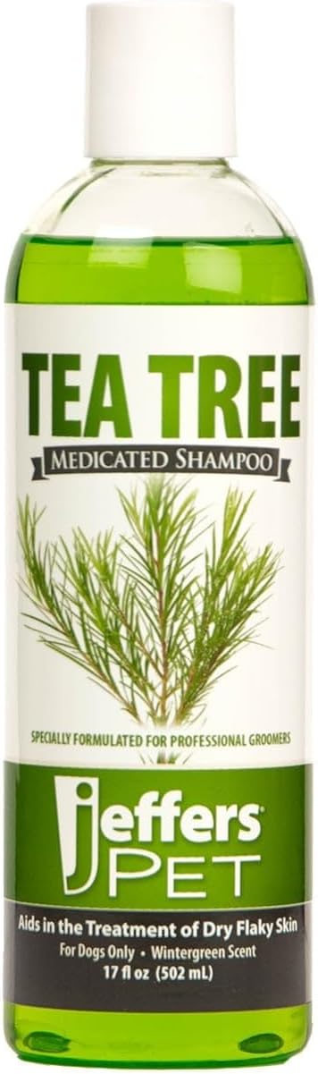 Jeffers Pet Tea Tree Dog Shampoo – Moisturizing, Soap Free & Detergent Free Formula with Tea Tree Oil & Wintergreen Scent – Hydrating Shampoo for Dry Skin, Flaky Coat – 17 oz