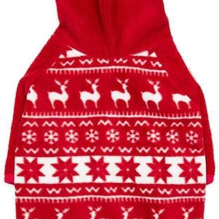 Blueberry Pet Award-Winning Ugly Christmas Reindeer & Snowflake Hoodie, 22" Back Length, Cozy Fleece Dog Christmas Sweater, Perfect Dog Clothes for Holiday-Loving Large Dogs