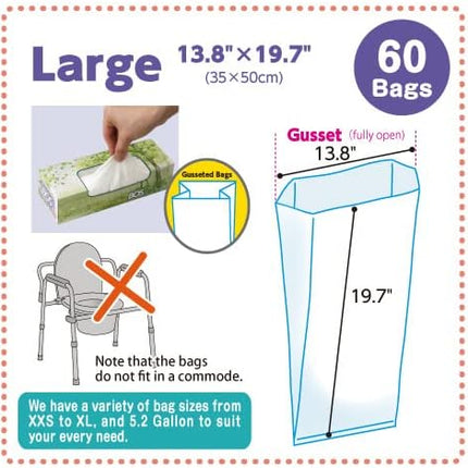 BOS Amazing Odor Sealing Disposable Bags for Diapers, Ostomy Bags, Pet Waste or any Sanitary Product Disposal -Durable and Unscented [Size:L, Color:White] (60 count, Pack of 2) (120 Bags)