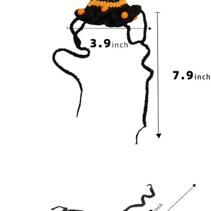 Halloween Dog Costume – Handmade Black Witch Hat & Cute Pumpkin Bandana, Adjustable Cat Outfit for Cats & Small Dogs, Lightweight & Breathable, Festive Pet Accessories