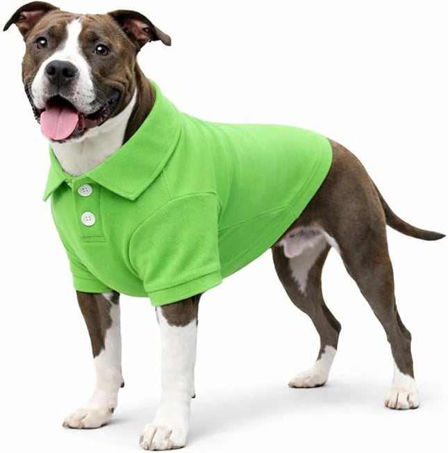 lovelonglong Basic Dog Polo Shirts Premium Cotton, Polo T-Shirts for Large Medium Small Dogs with a Two-Button Collar Blank Color Green L