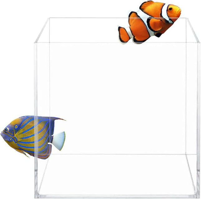 Aquatop High Clarity Low Iron Glass Cube Aquarium, 4.12 Gal – 5mm Thick Glass – Slim Design – Fresh & Saltwater – Desktop Tank with Silicone Sealing