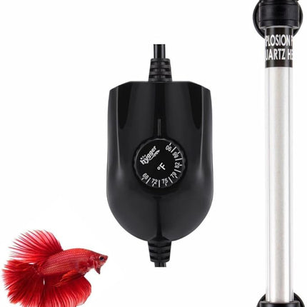 hygger 100W Mini Inline Quartz Glass Aquarium Heater with External Controller, Adjustable Submersible Betta Fish Tank Thermostat for 10-30 Gallon