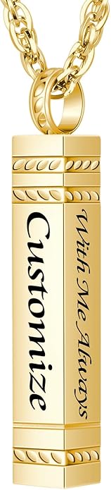 abooxiu Urn Necklace for Ashes Memorial Cremation Jewelry for Ashes Stainless Steel Ashes Jewelry Cube Ashes Necklace Bar Urn Pendant for Women Men